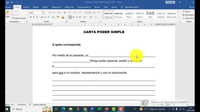 Guía paso a paso para redactar una Carta Poder Simple en Word: Trámites rápidos en Perú